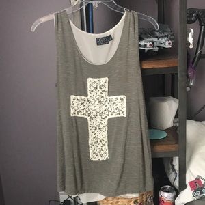 soft lace cross blouse with lace slit in back